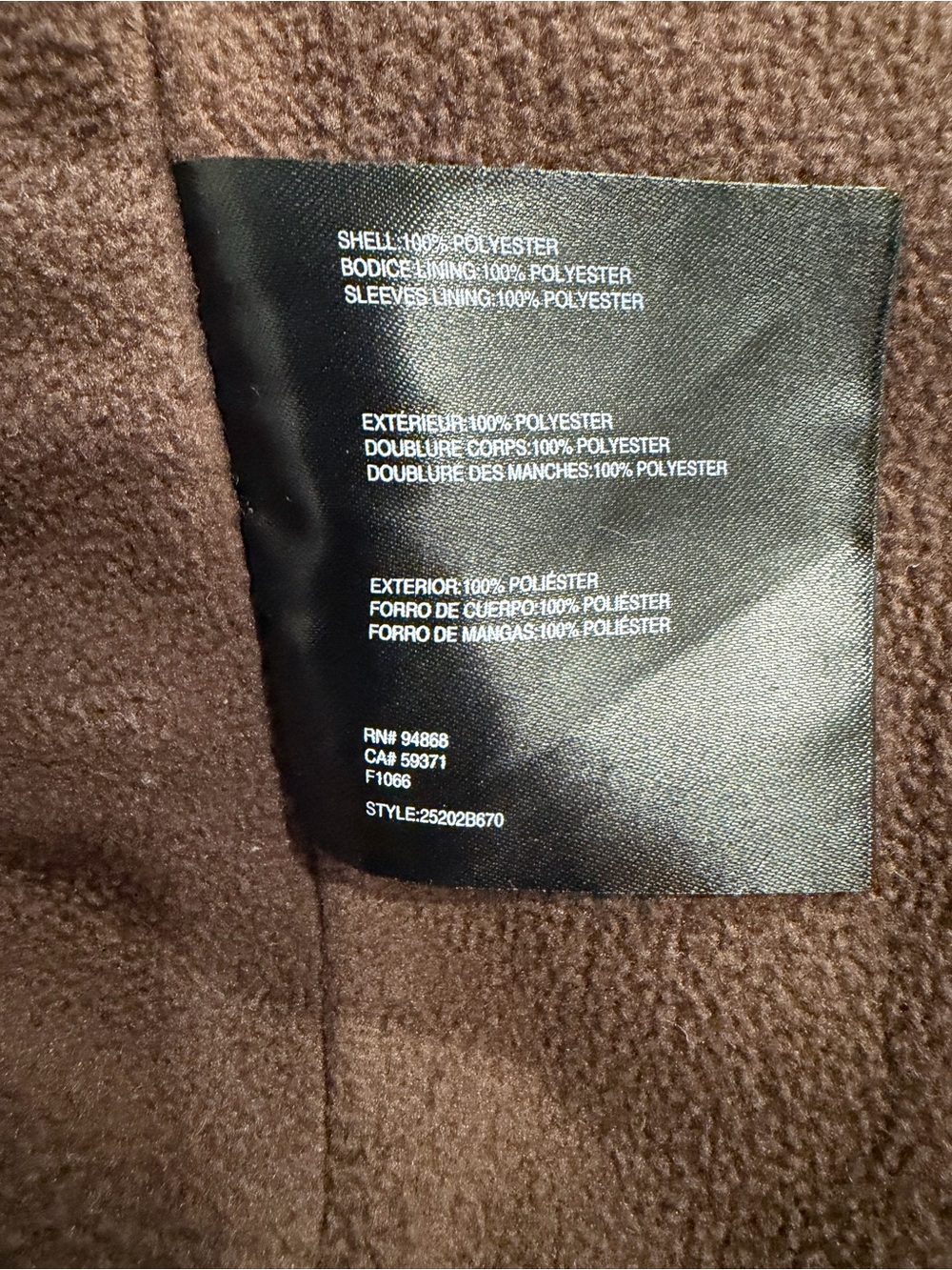 Bernardo Oversized Zip-Front Fleece Jacket - Brown/Cream Herringbone - Small - Picture 6 of 6